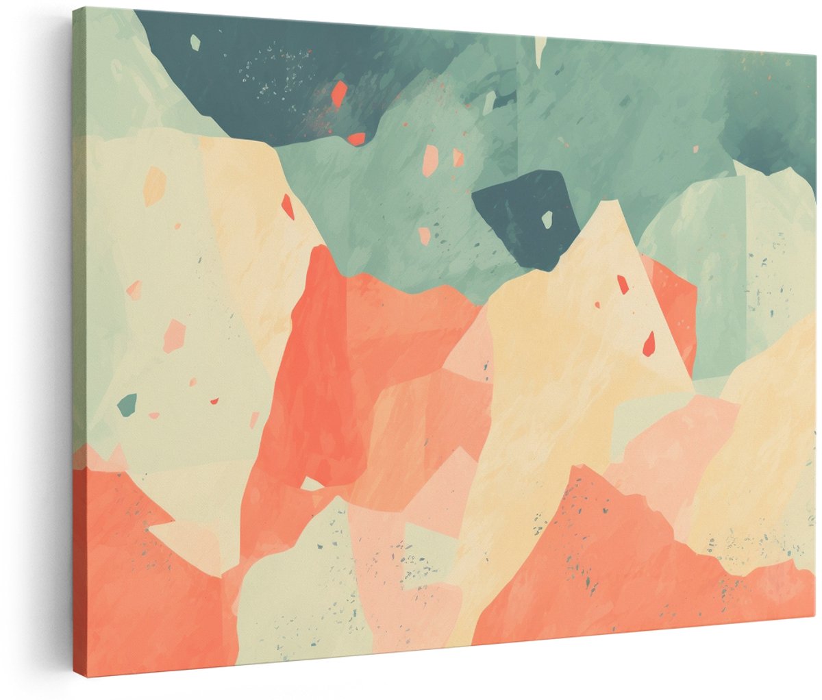 Artaza Canvas Schilderij Abstract Landschap - 150x100 cm - Groot - Wanddecoratie Abstract - Muurdecoratie Bergen Modern - Decoratie Pastel