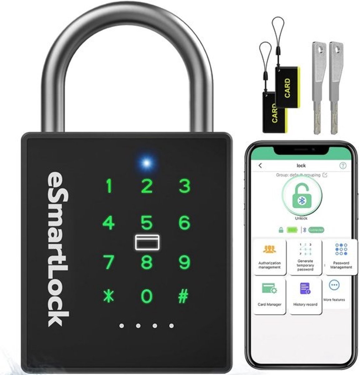 Slim Hangslot met Code, RFID en Bluetooth voor Buiten