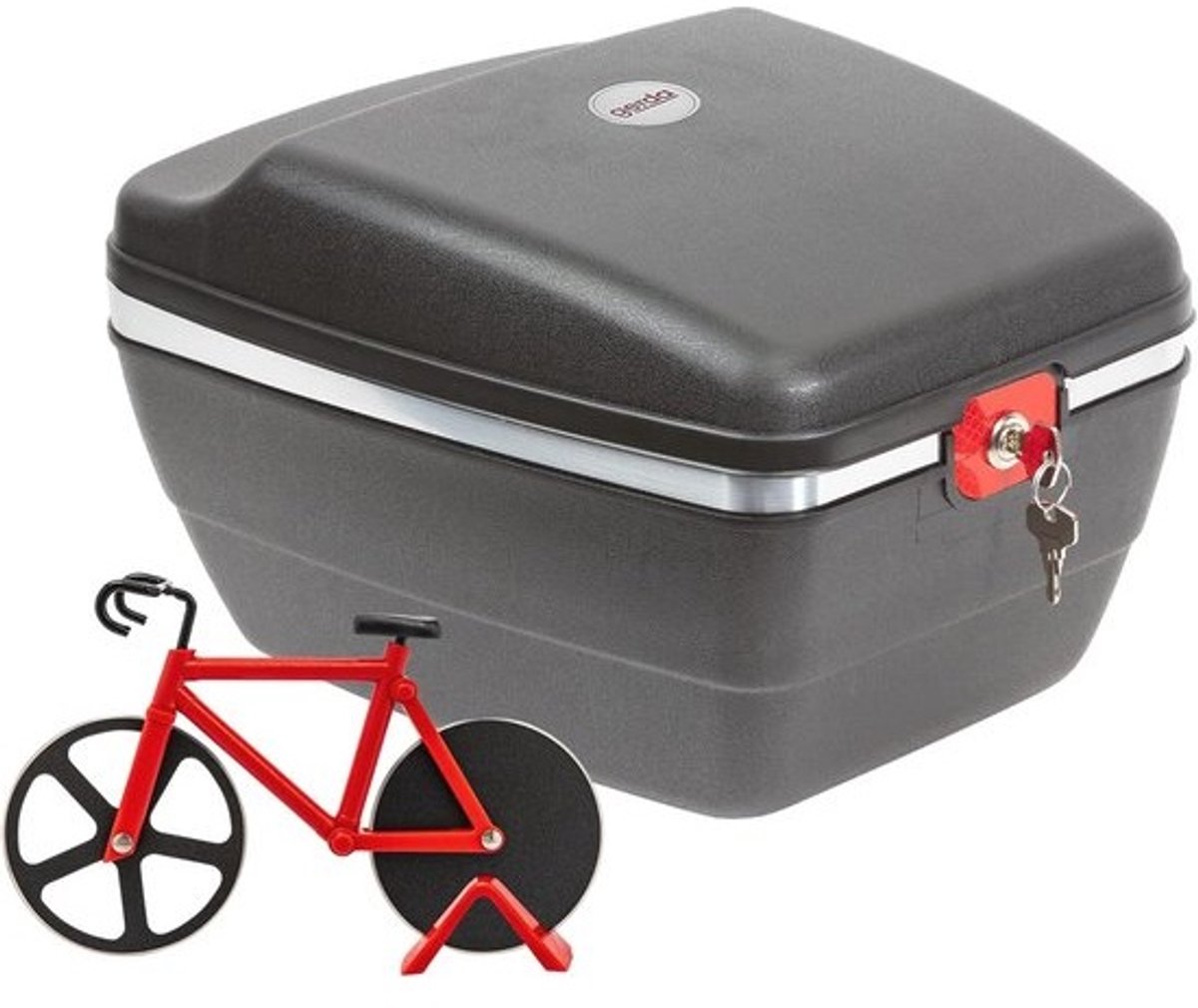 Fietskoffer met Pizzasnijder voor Bagagedragers – Handige Set voor Fietsliefhebbers