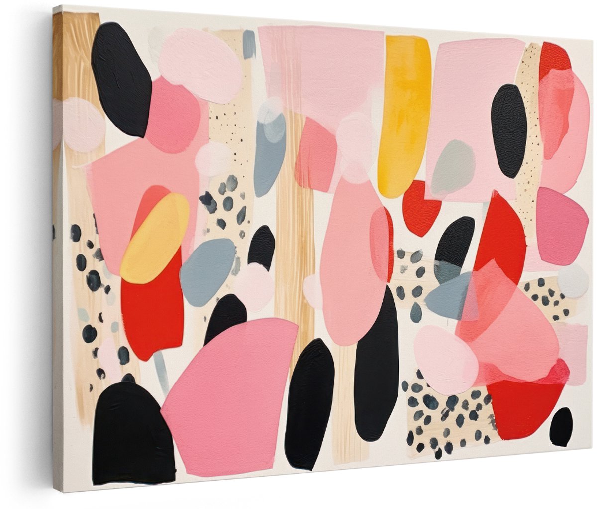 Artaza Canvas Schilderij Abstract - 150x100 cm - Groot - Wanddecoratie Modern - Muurdecoratie Kleurrijk - Schilderijen Op Canvas Roze