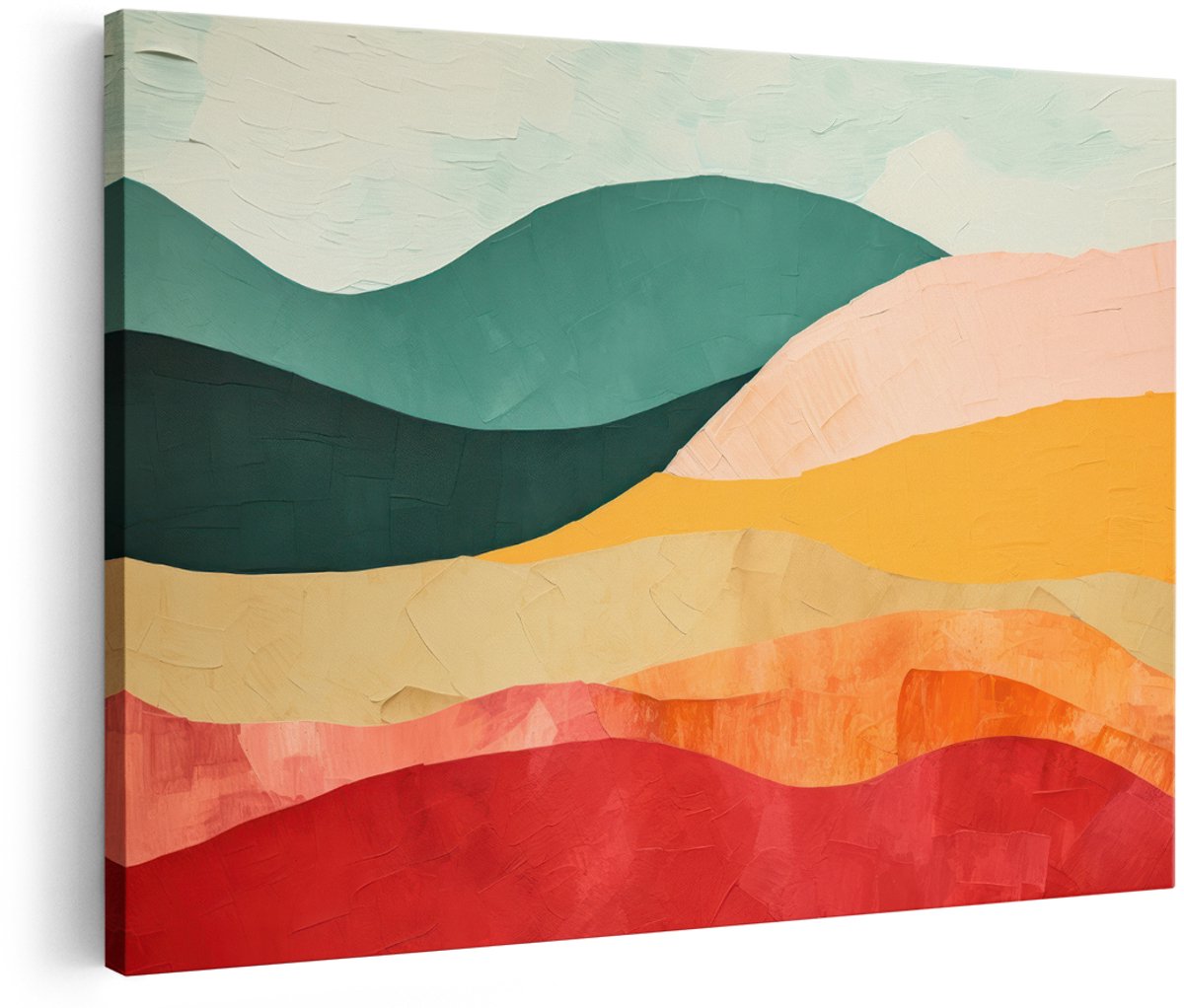 Artaza Canvas Schilderij Abstract Landschap - 150x100 cm - Groot - Wanddecoratie Modern - Muurdecoratie Abstract - Decoratie Golvende Lagen - Schilderijen Op Canvas