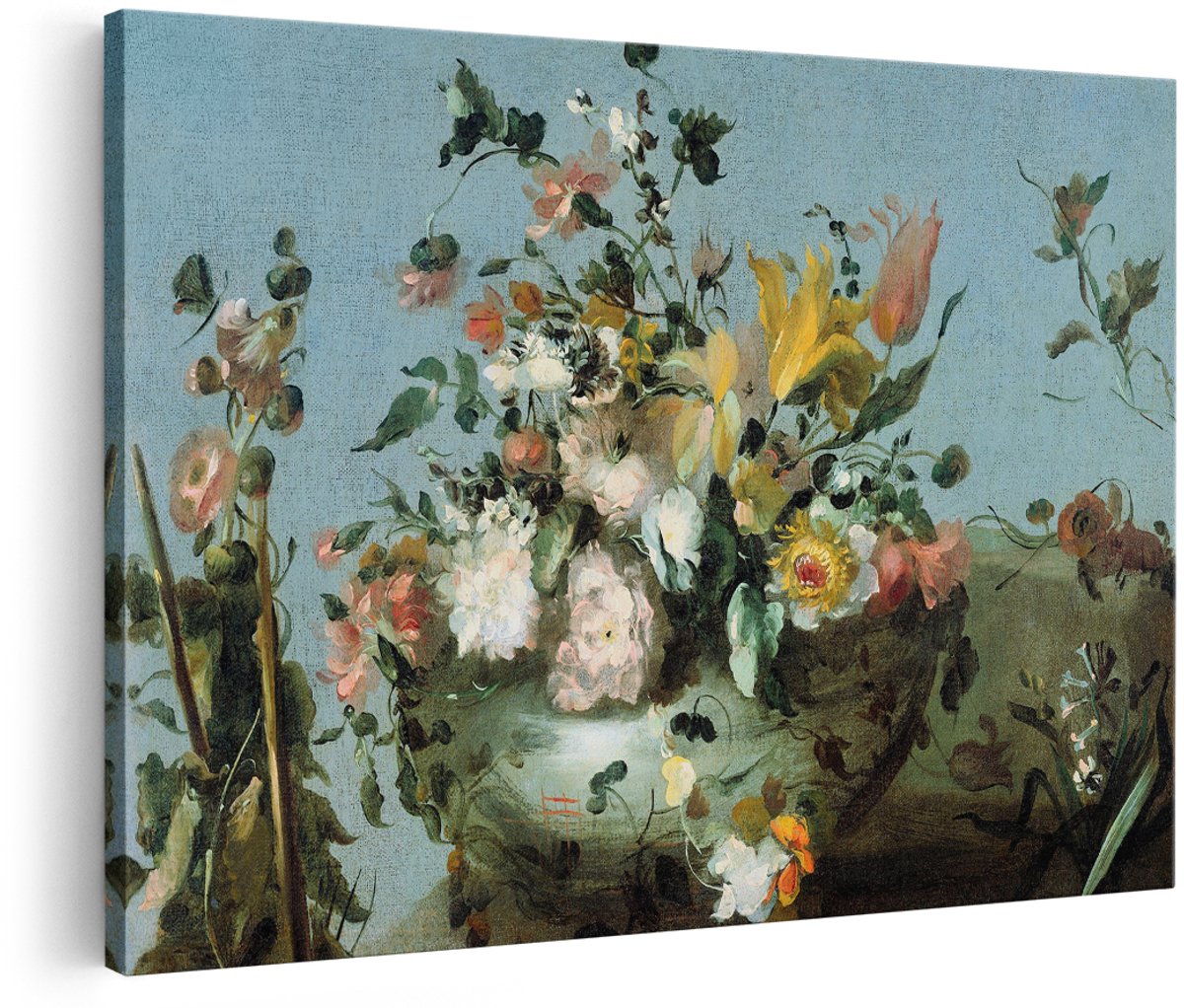 Artaza Canvas Schilderij Bloemen - 150x100 cm - Groot - Wanddecoratie Stilleven - Muurdecoratie Vintage - Schilderijen Op Canvas Roze