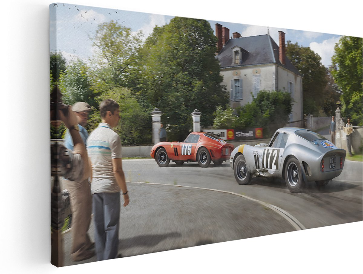 Artaza Canvas Schilderij Klassieke Raceauto - 140x70 cm - Groot - Wanddecoratie Ferrari - Muurdecoratie Vintage Auto - Schilderijen Op Canvas Retro