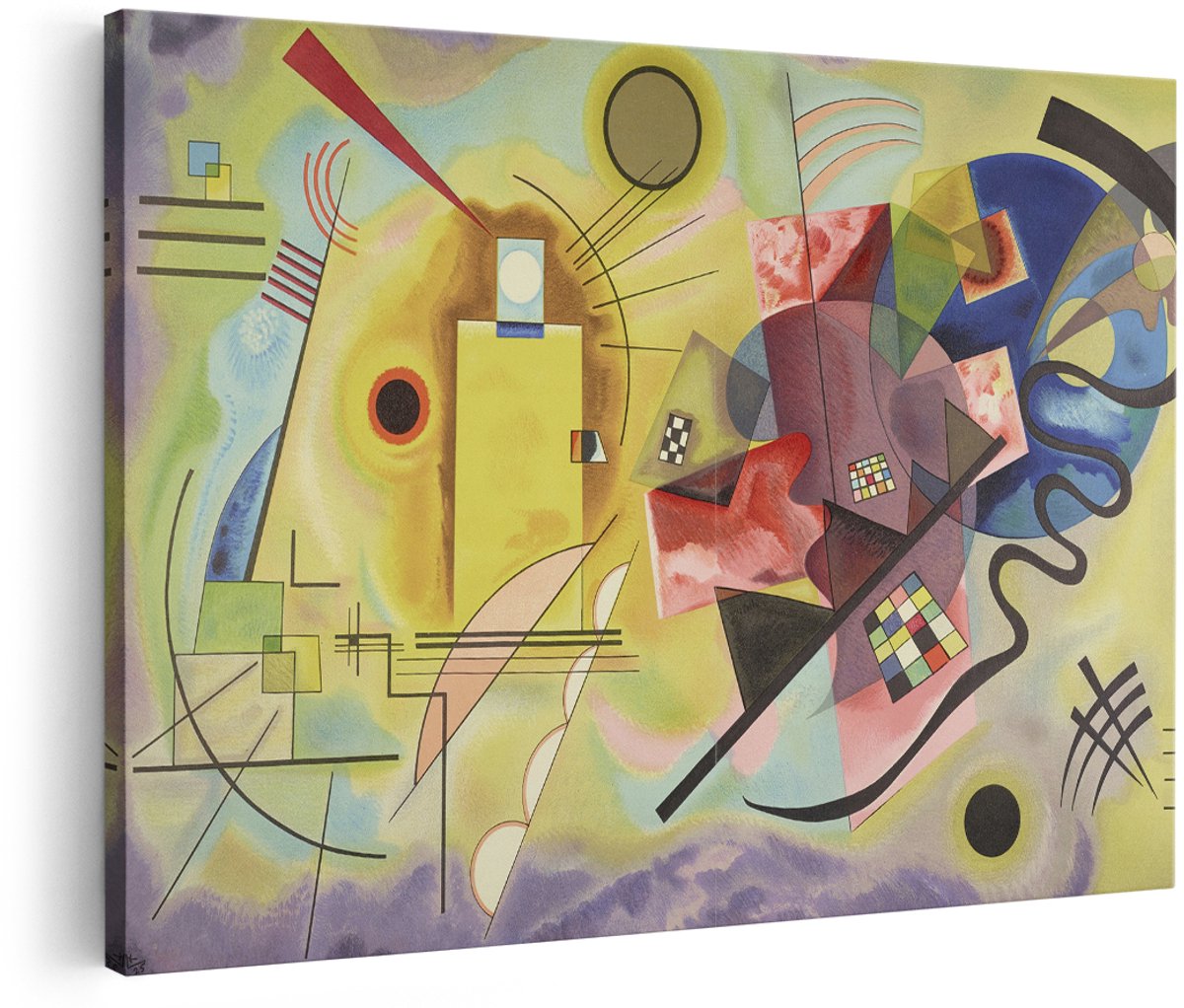 Artaza Canvas Schilderij Geel, Rood, Blauw - Wassily Kandinksy - 150x100 cm - Groot - Kunst - Wanddecoratie Woonkamer