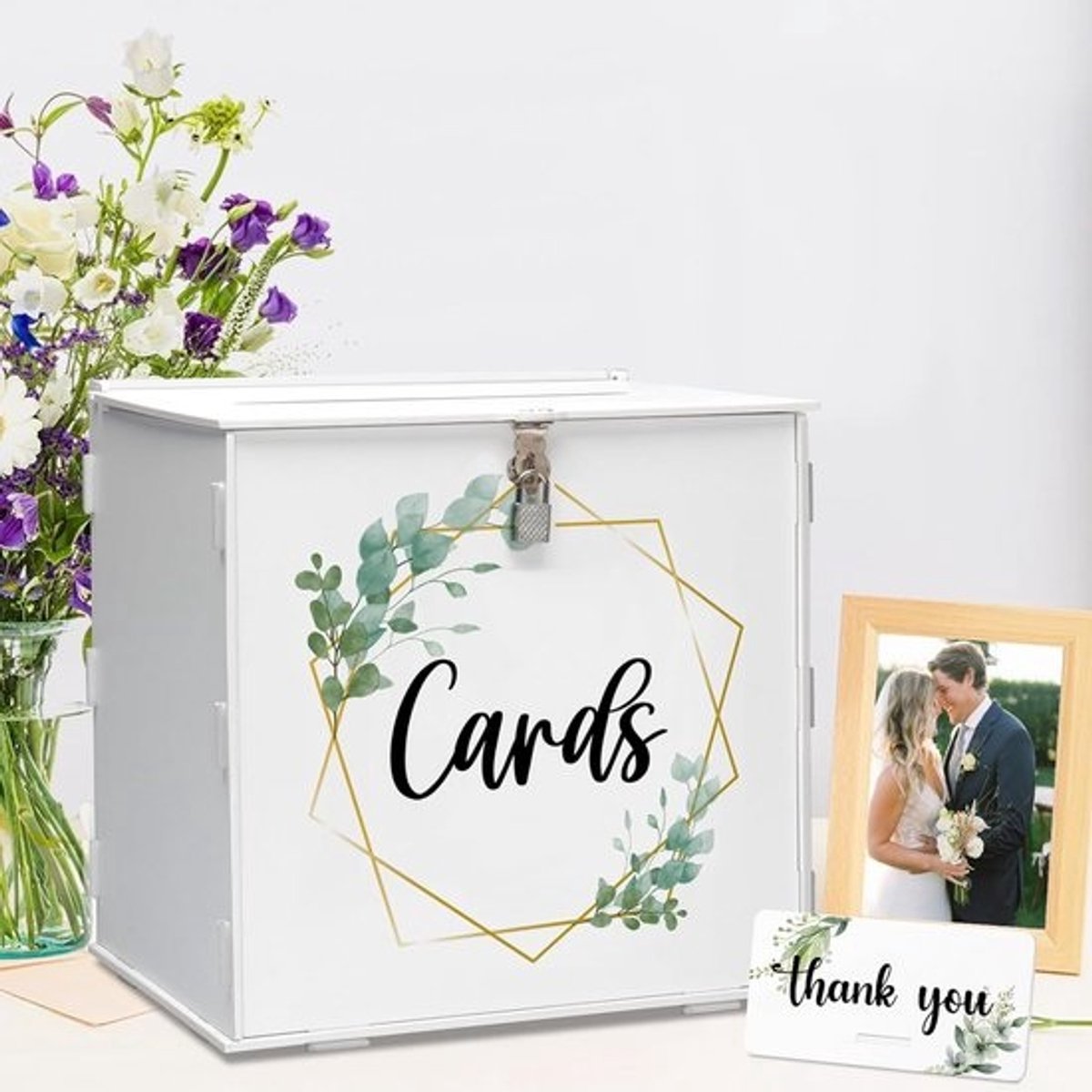 Bruiloft kaart doos met slot voor wenskaarten en geld - Perfect voor recepties en feestelijke gelegenheden