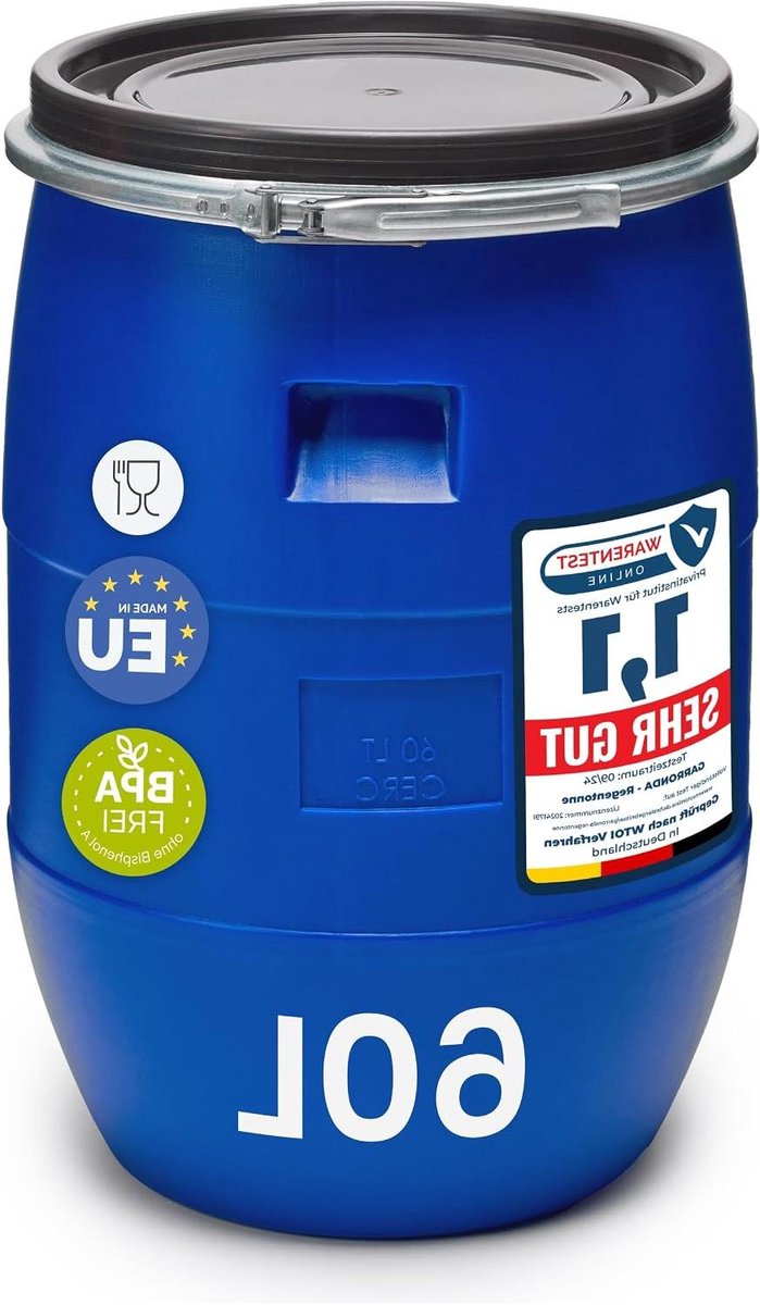 Kunststof Vat - Watercontainer Opslagvat - Water Opslag - Voedselveilig HDPE - 60 Liter - Grijs