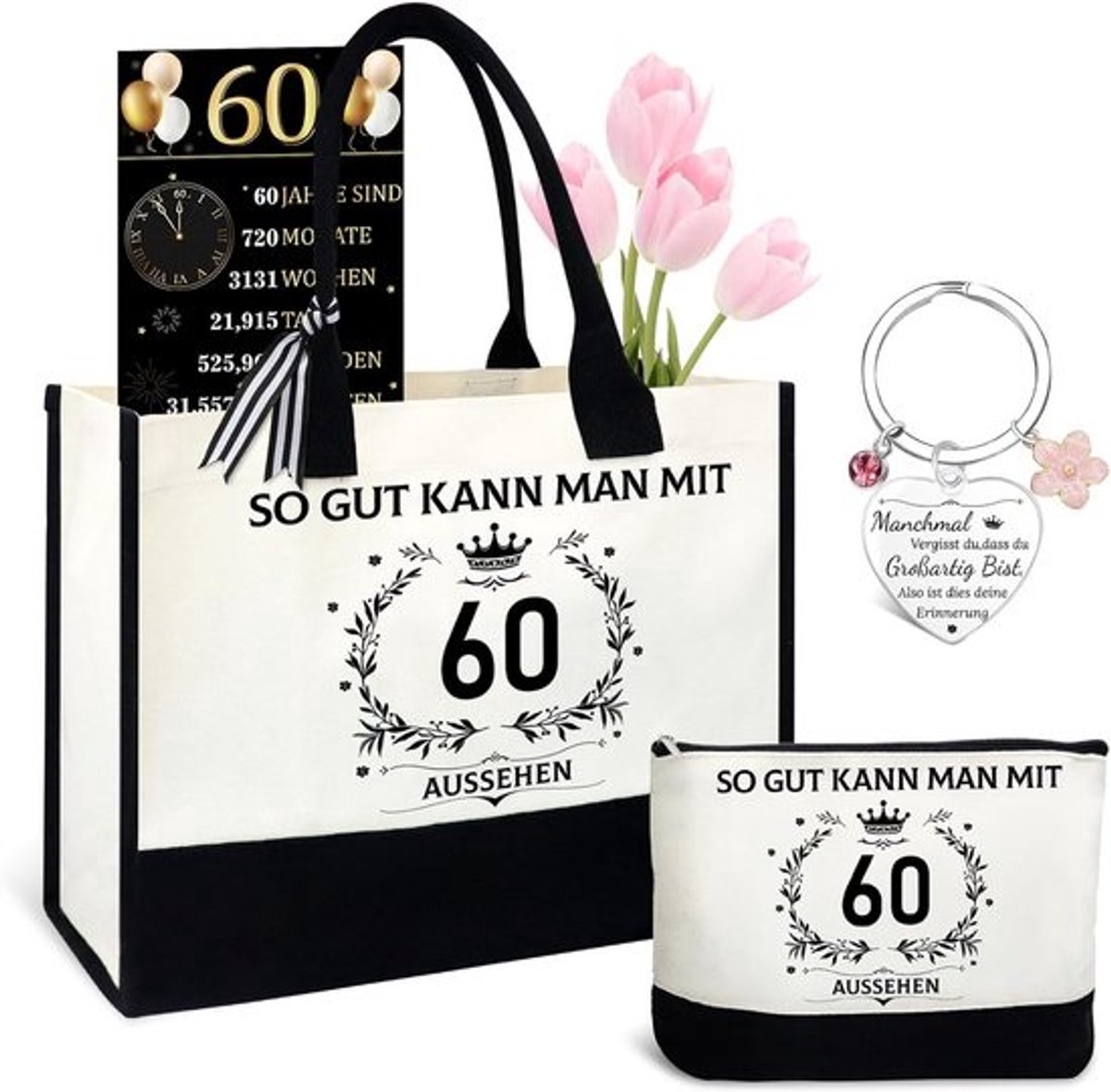 Cadeauset Tas en Make-up Tas voor Vrouwen, Verjaardagscadeau 40e 50e 60e Jaar
