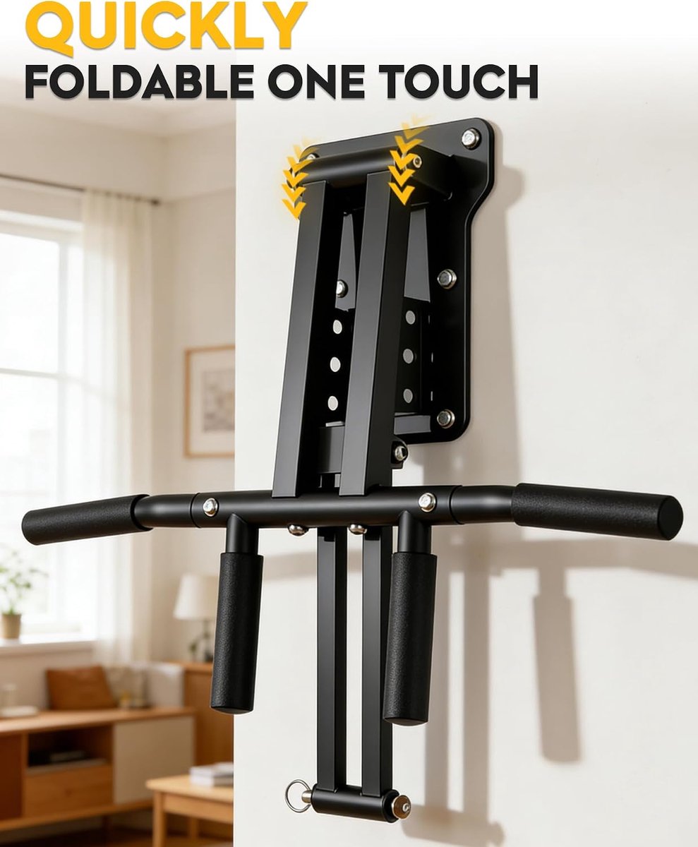 Optrekstang Muur - Pull-up Bar - Kracht Training - Robuuste Bevestiging - 84x50x23 cm - Zwart thumbnail 4