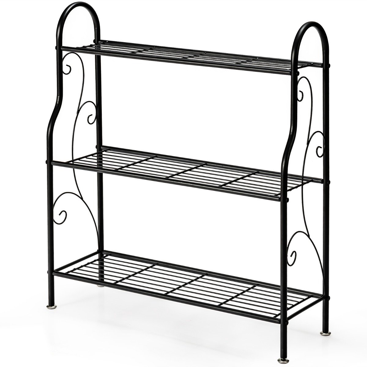 SureDeal® - Tuinier - Metalen Plantenstandaard - Niveaus Multifunctionele Opbergplank - Tuin Balkon - Woonkamer - 72x25x85 cm - Zwart