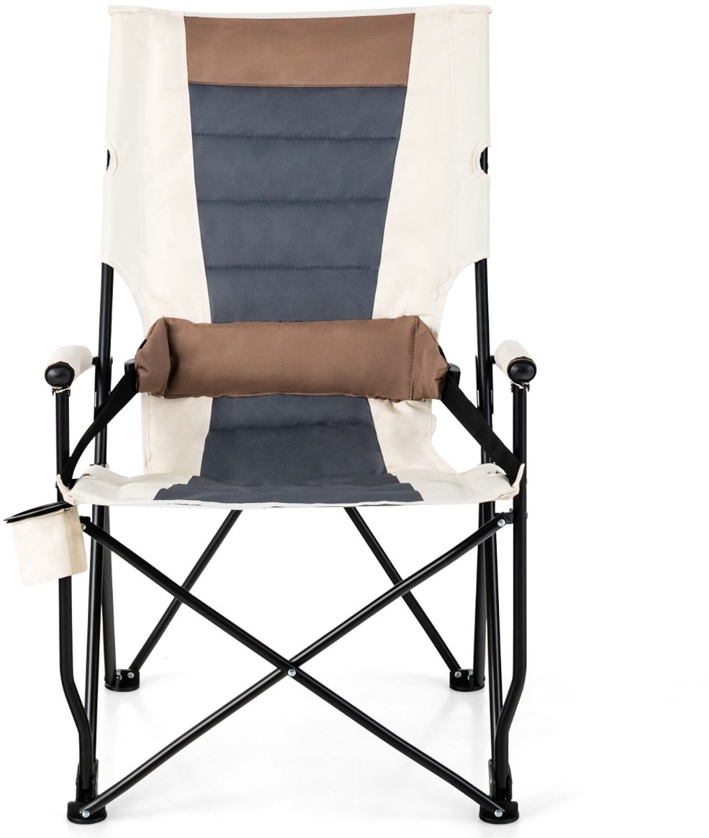 SureDeal® - Kamper - Opvouwbare Campingstoel Gewatteerde - Bekerhouder Armleuning Lendenkussen - Tuin Camping - 63x72x102 cm - Zoals afgebeeld