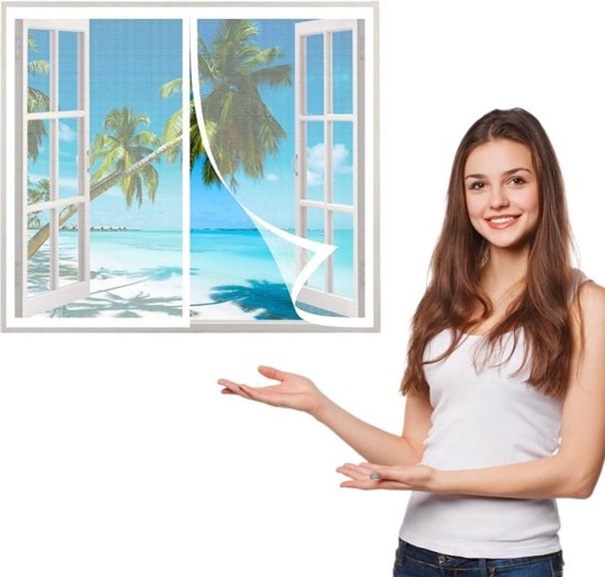 Magnetisch Hor voor Raam 175x95 cm - Wit Insectenhor voor Frisse Lucht en Bescherming