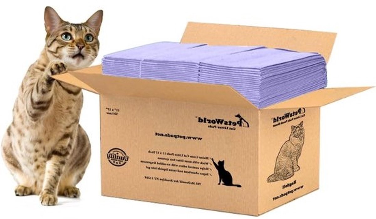Kattenkussen Vullingen - Kattenbak Pads - Kattenbak Onderhoud - Zeer Absorberend - 50 Stuks - Ongeparfumeerd