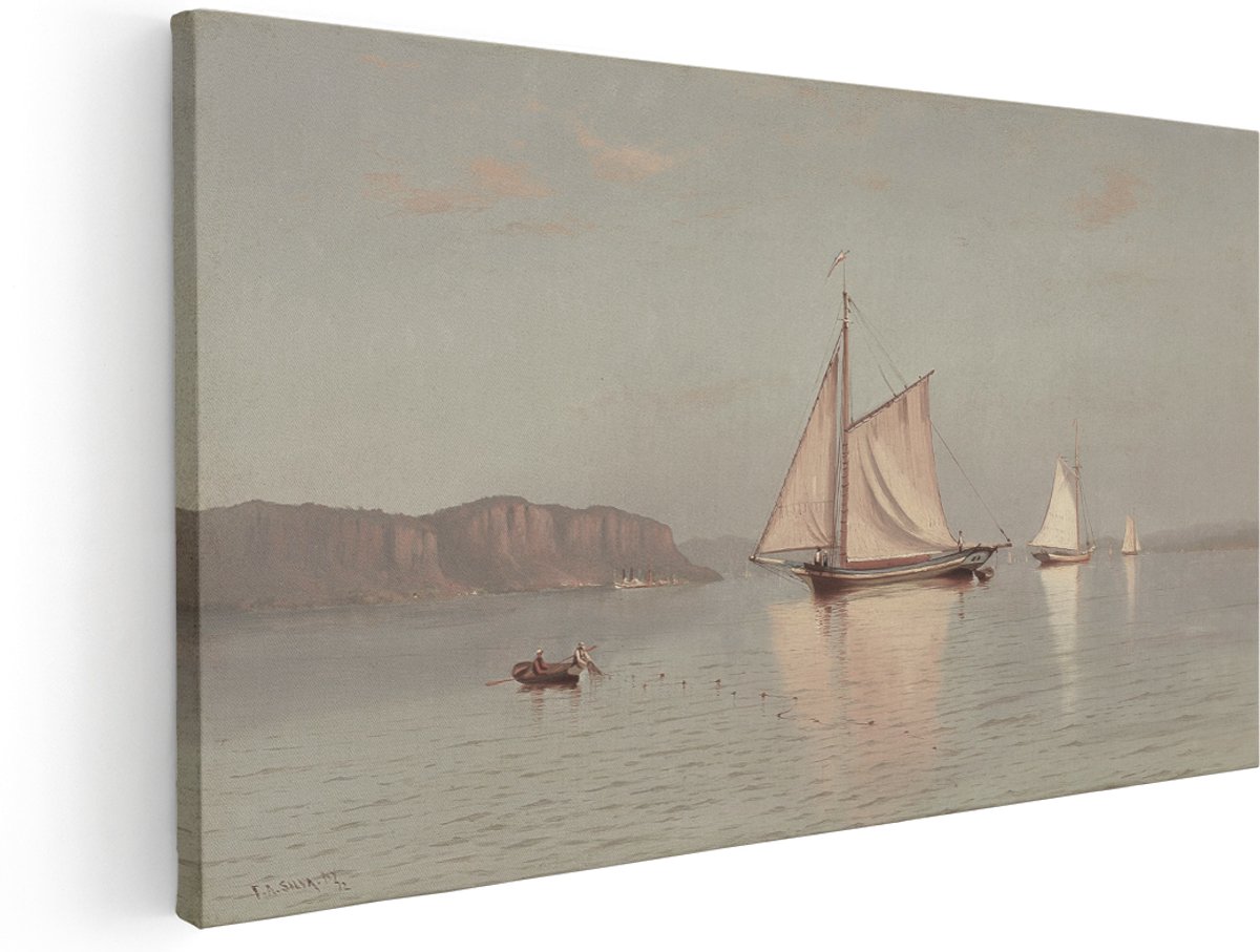 Artaza Canvas Schilderij Landschap - 160x80 cm - Groot - Wanddecoratie Zeilboot Natuur - Muurdecoratie Water - Schilderijen Op Canvas
