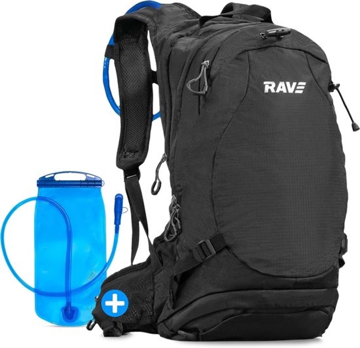 Fiets- en Wandeltas 10L Zwart met Drinkzak 2L ideaal voor Trekking