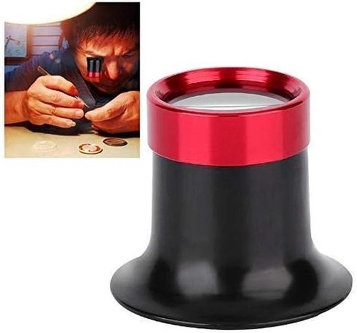 Lup Professioneel Juweliersvergrootglas Loupe 10x met Aluminium Behuizing voor Horloge- en Sieradenreparatie