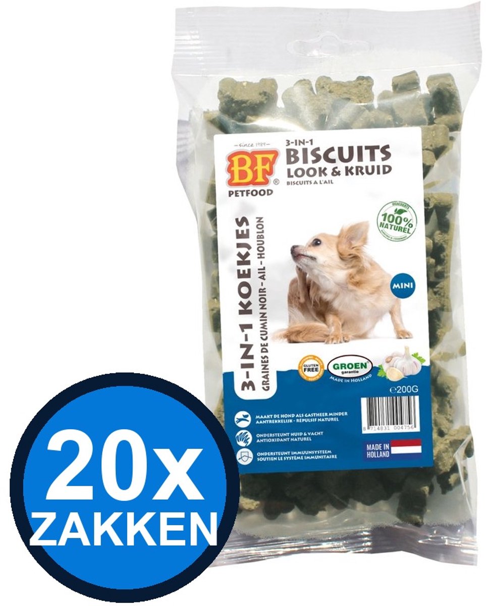 24x Biofood - 3in1 Koekjes Look & kruid Mini - Hondenvoer Snacks - 200 g