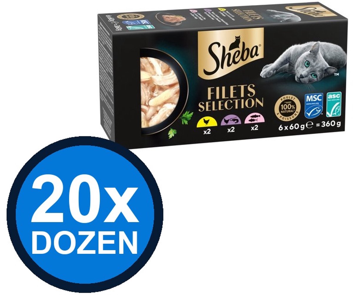 Sheba Sheba - Filets Alu Saus Kip & Zalm Multipack (6x60g) - Kattenvoer Natvoer - 360 g