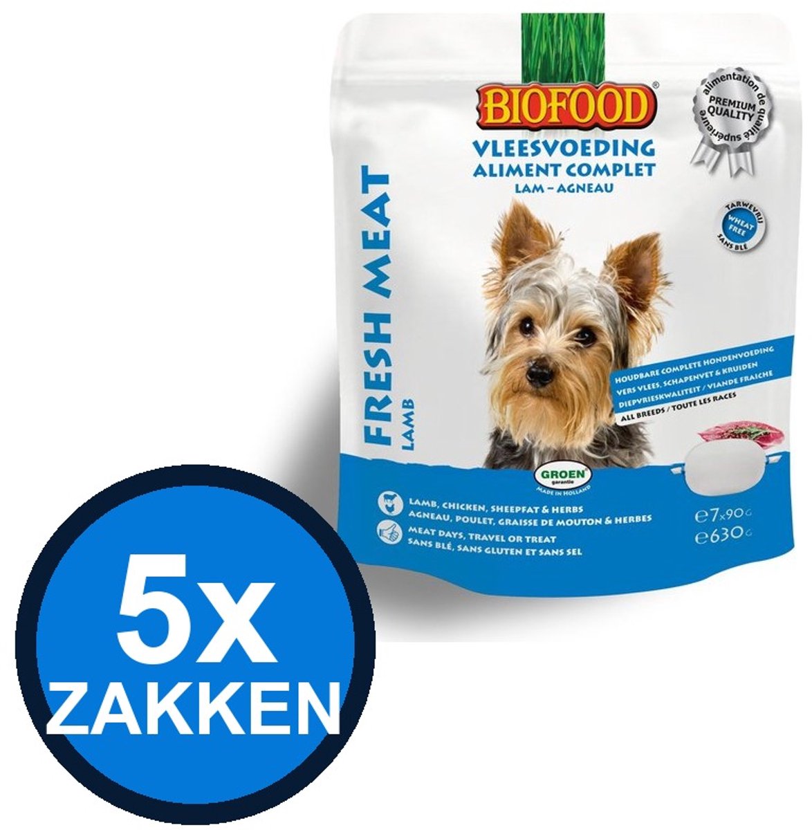 Biofood Biofood - Vleesvoeding Compleet Kip & lam Zak Multipack - Hondenvoer Droogvoer - 630 g