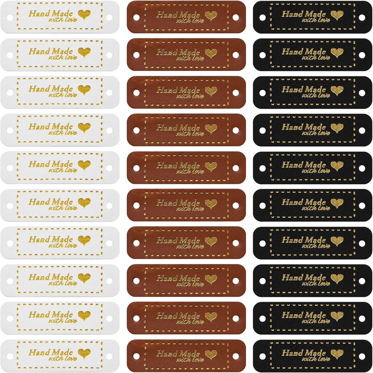 30 Stuks Handgemaakte PU Leren Labels voor DIY, Craft, Breien en Haken - Accessoires voor Sieraden en Kledingdecoratie
