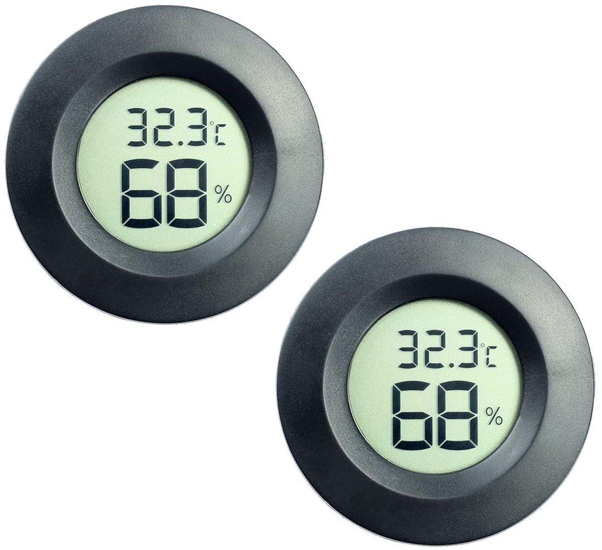 Mini Hygrometer Thermometer - Luchtvochtigheidsmeter Gauge - Binnenklimaat Monitoren - Snelle Reactie Elke 10s - 2 Stuks - Zwart