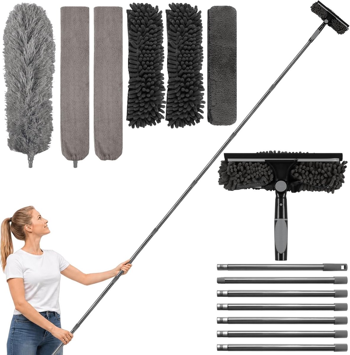 Telescopische Ruitenwisser-Trekkerset - Multifunctioneel - Uitschuifbaar - Voor Ramen, Spiegels en Auto