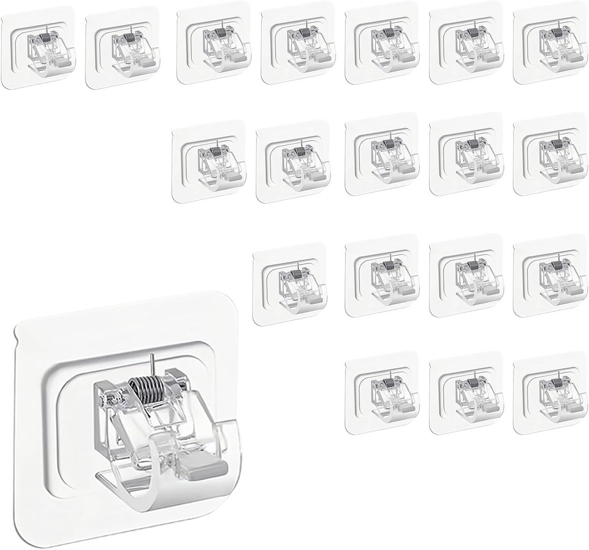 Set van 20 zelfklevende gordijnroede houders van ABS, ideaal voor keuken en badkamer, transparante gordijnhaakjes