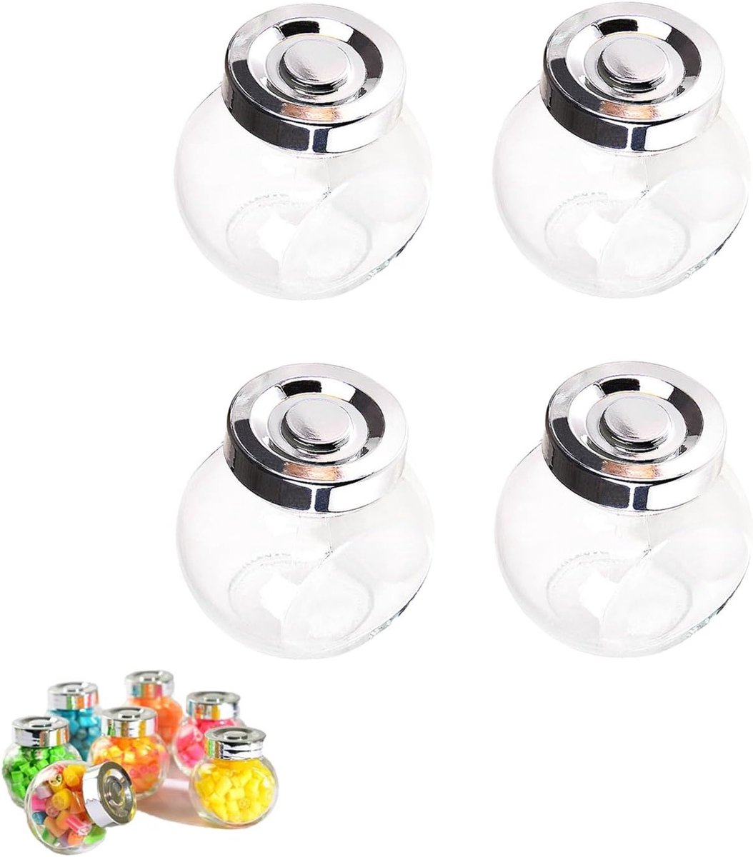 Set van 4 Lege Glazen Potjes van 50ML voor Honing, Jam en Snoepgoed, Ideaal voor Inmaken en Bewaren
