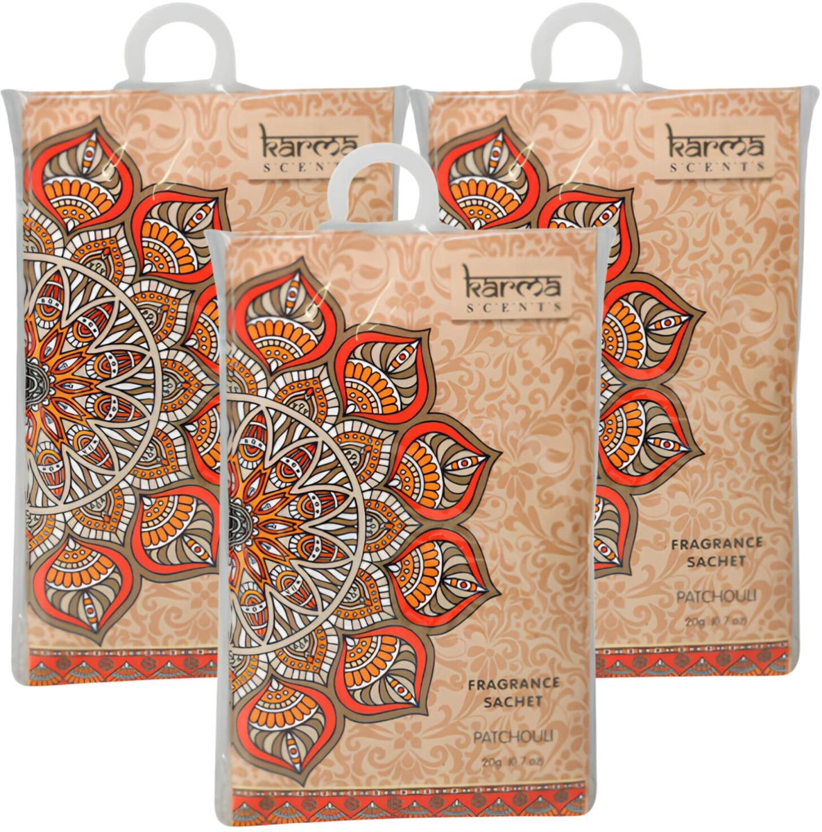 Home & Styling Geurzakjes Patchouli geur - set 9x stuks - met ophanghaak - geurkaartjes/luchtverfrisser - kasthangers Multi