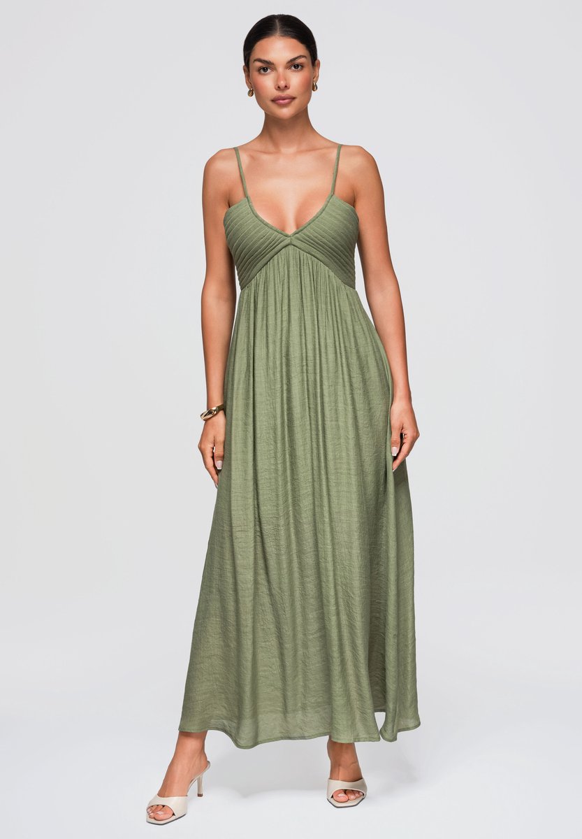 LARICA Jurk - Viscose - Geen Sluiting - Effen Groen M