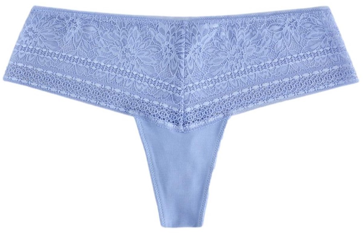 Next - Dames - Premium kanten string met hoge taille - Blauw