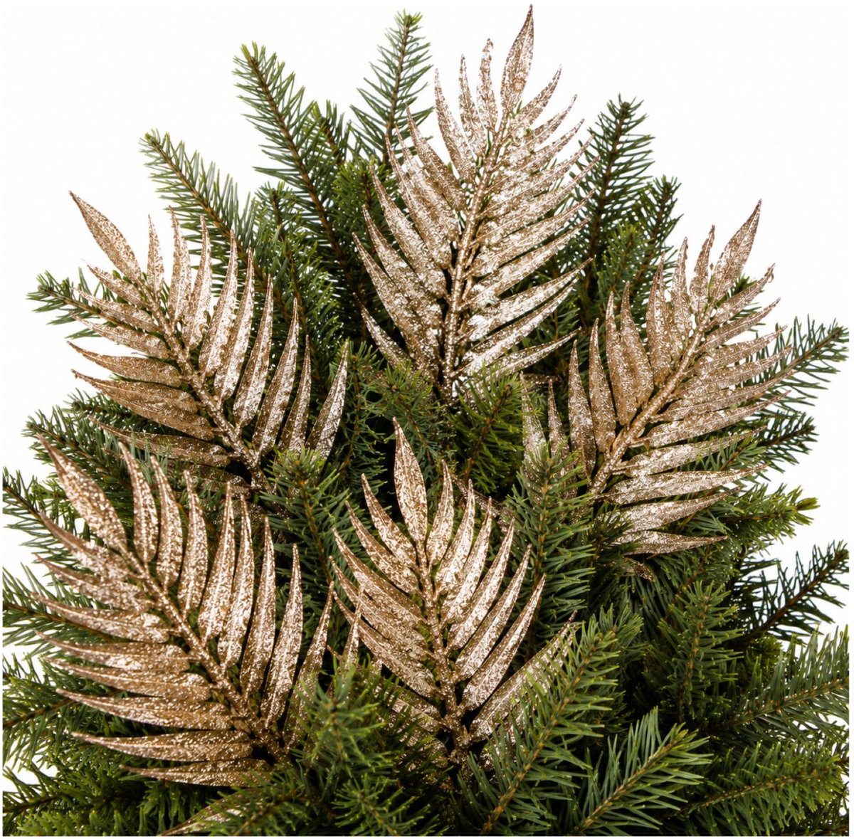 Othmar Decorations Kerstdecoratie insteek bladeren - 18x stuks - champagne - 29 cm - takjes