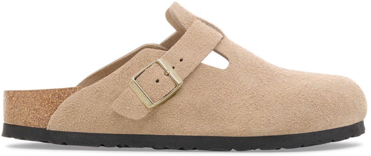 Birkenstock Boston Suède Sandcastle Smal Voetbed Beige