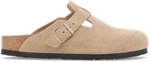 Birkenstock - Boston Suède Sandcastle Beige Smal Voetbed - Maat 42