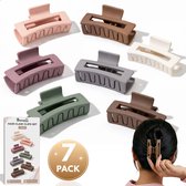 Boncy® Premium Haarklem Set - 7 Stuks Gekleurd - Haarklemmen Groot Dames - Haar Accessoires Vrouwen & Meisjes - Bananenklem - Haarklauw - Stevig & Anti-Slip