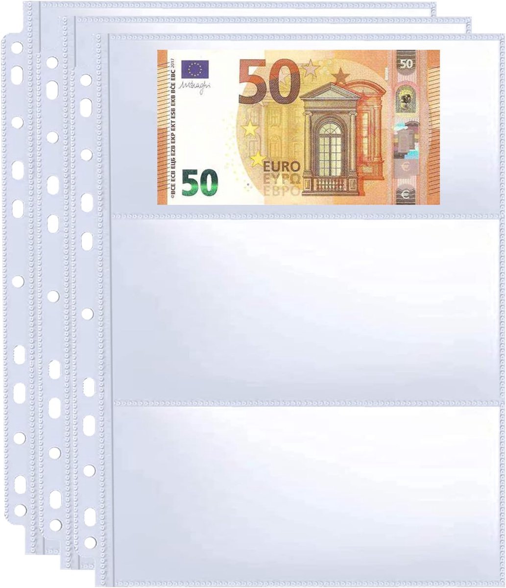 Thijox - 120 Stuks 11-Gaats Bankbiljettenhoezen - Dubbelzijdige Valutabladen voor Verzamelalbums - 720 Vakken voor Euro, Vreemde Valuta en Coupons