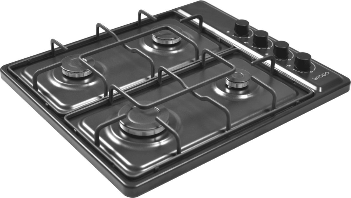 Bol.com Wiggo WH-G604F(B) – Vrijstaande gaskookplaat – 60 cm – 4 kookzones – Geschikt voor aardgas en butaangas – Thermokoppel b... aanbieding