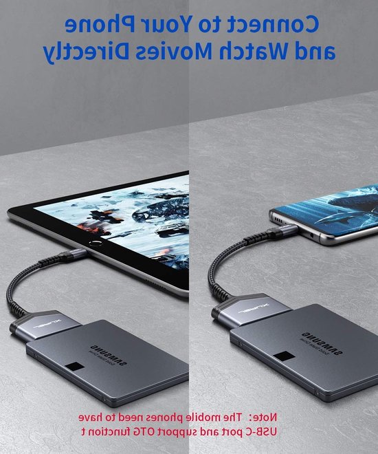SATA naar USB C kabel voor 2.5" SSD en HDD, USB C 3.1 adapter voor dataoverdracht en compatibiliteit met Thunderbolt 3 apparaten — afbeelding 4