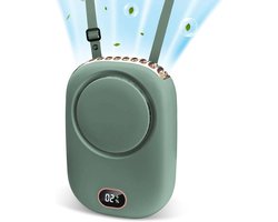 LISM - Draagbare nekventilator, handsfree, inclusief verstelbaar netsnoer en standaard, USB-oplaadbare, bladloze miniventilator, draagbaar, drie windsnelheden.