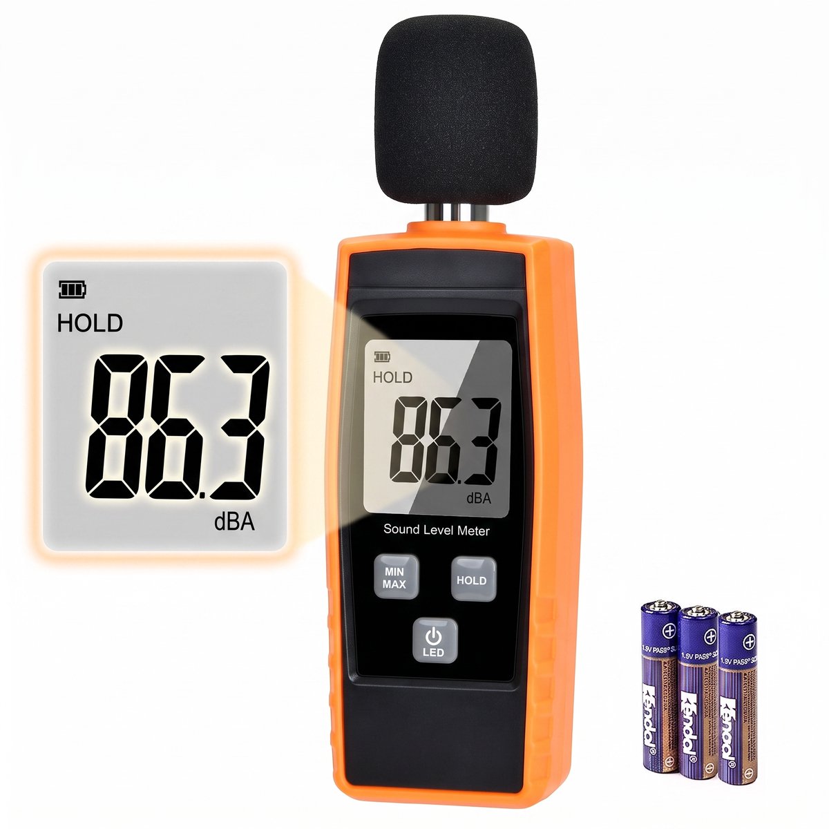 Fokelyi Decibelmeter - Geluidsmeter - dB Meter - 30 tot 130 dB - Kleine digitale Db Meter - Geluidsniveaumeter - Batterijen - Incl. Beschermhoes