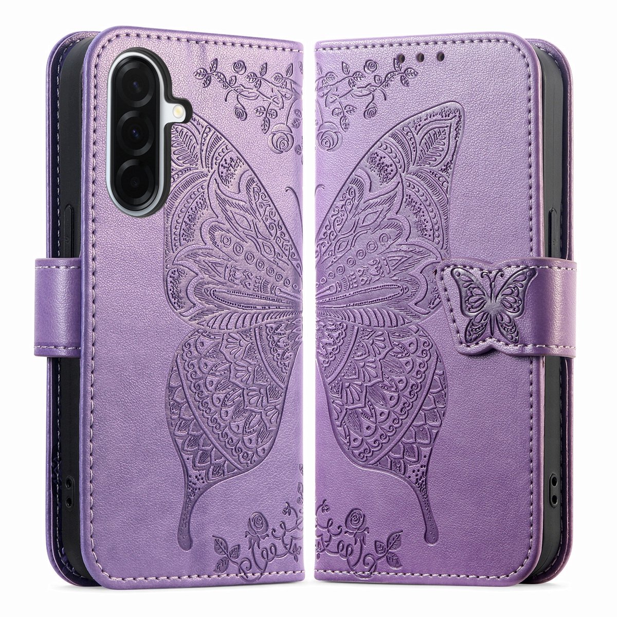 Coverup Hoesje - Geschikt voor Samsung Galaxy A27 Hoesje - Coverup Vlinder Book Case - Paars