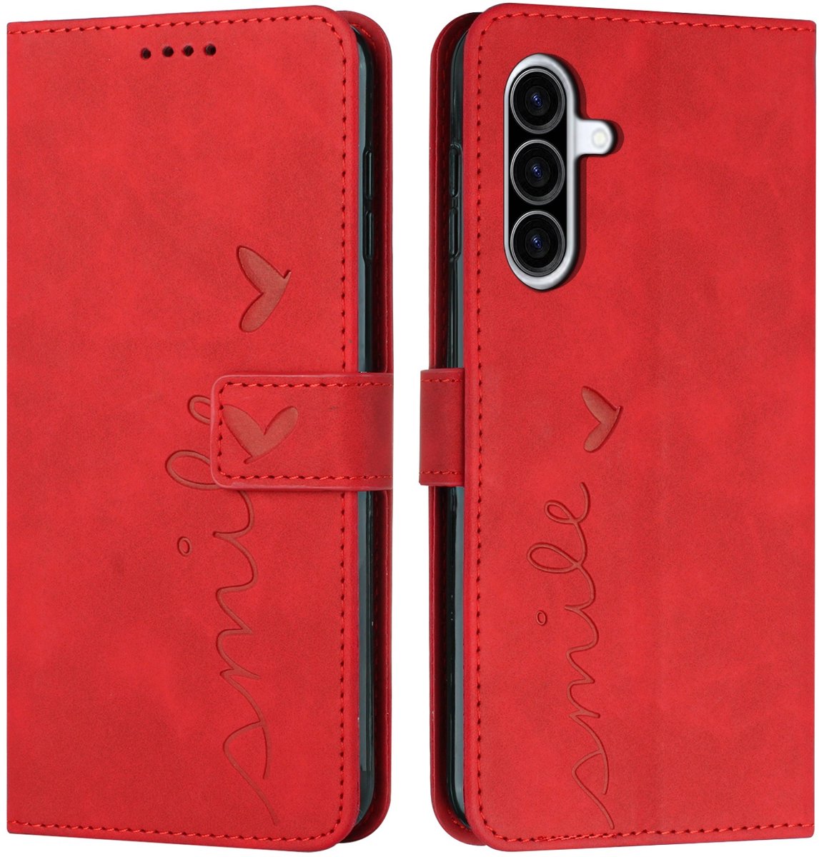 Coverup Hoesje - Geschikt voor Samsung Galaxy A27 Hoesje - Coverup Smile Book Case - Rood