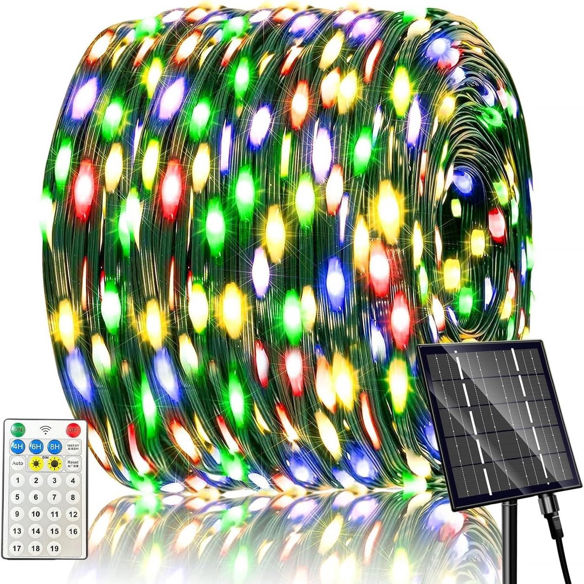 Lichtsnoer op zonne-energie - Multicolor - 600 LED's - 62 meter - Voor Buiten