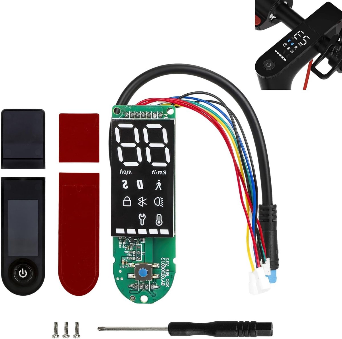 Dashboard printplaat voor elektrische scooter, Bluetooth verbinding, waterdichte onderdelen en 3 verbindingskabels voor optimale prestaties