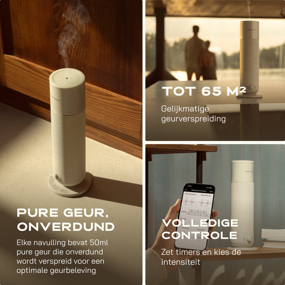 Scentech Smart Aroma Diffuser 2 - Geur Verspreider - Bediening Met App - 65m² gelijkmatige dekking - Slimme Schema's - Cold-Air Diffusion Technologie - Luxe Geur — cadeau in Wonen & Interieur - foto 5