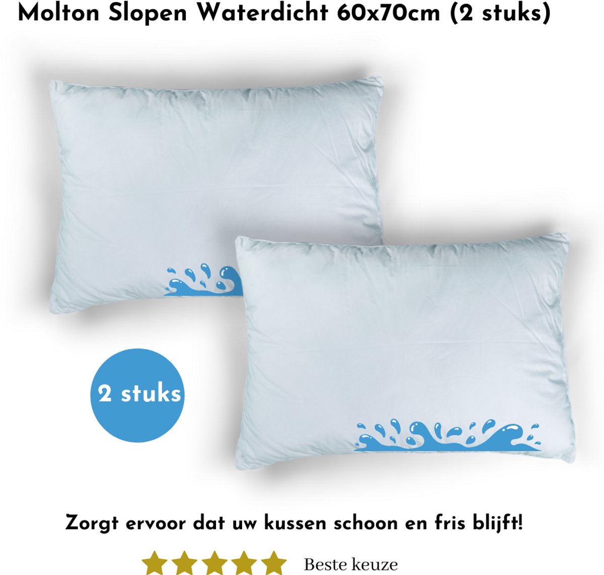 Zavelo - Molton Slopen Waterdicht Katoen PU 60x70cm - (2 stuks)