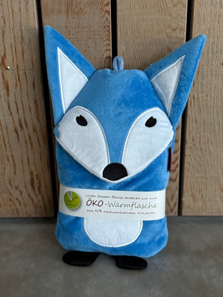 Hugo Frosch warmwaterkruik vos 0,8 L - Kinderkruik 23x14 cm -blauw