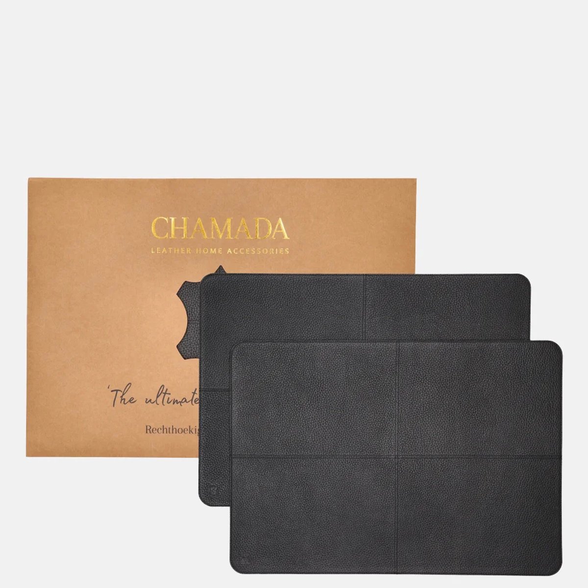 Chamada Anna leren placemats rechthoek effen (2 stuks) black