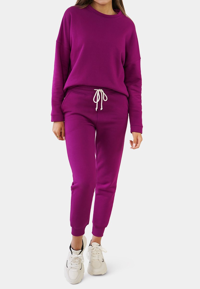 LARICA Broek - regular fit - katoen - effen Fuchsia S