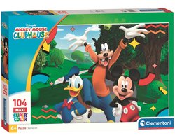 Clementoni Mickey Mouse Clubhouse Maxi Kinderpuzzel 104 Stukjes - Legpuzzel met Grote Puzzels - Educatief Speelgoed voor Kinderen vanaf 4 Jaar