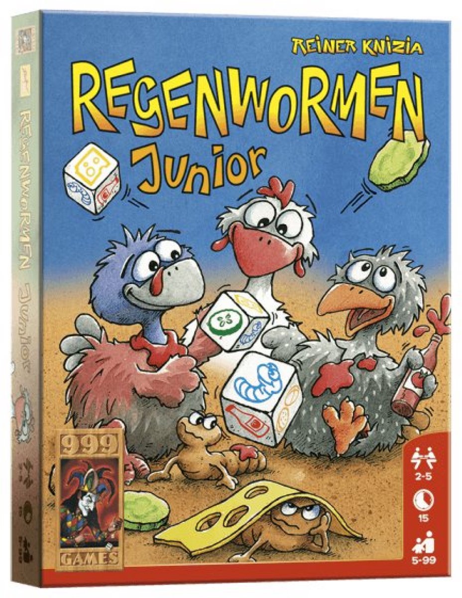 Bol.com 999 Games - Regenwormen Junior - Dobbelspel - De Regenwormen voor de kleintjes - Reisspel - Familiespel - Klein cadeautje aanbieding